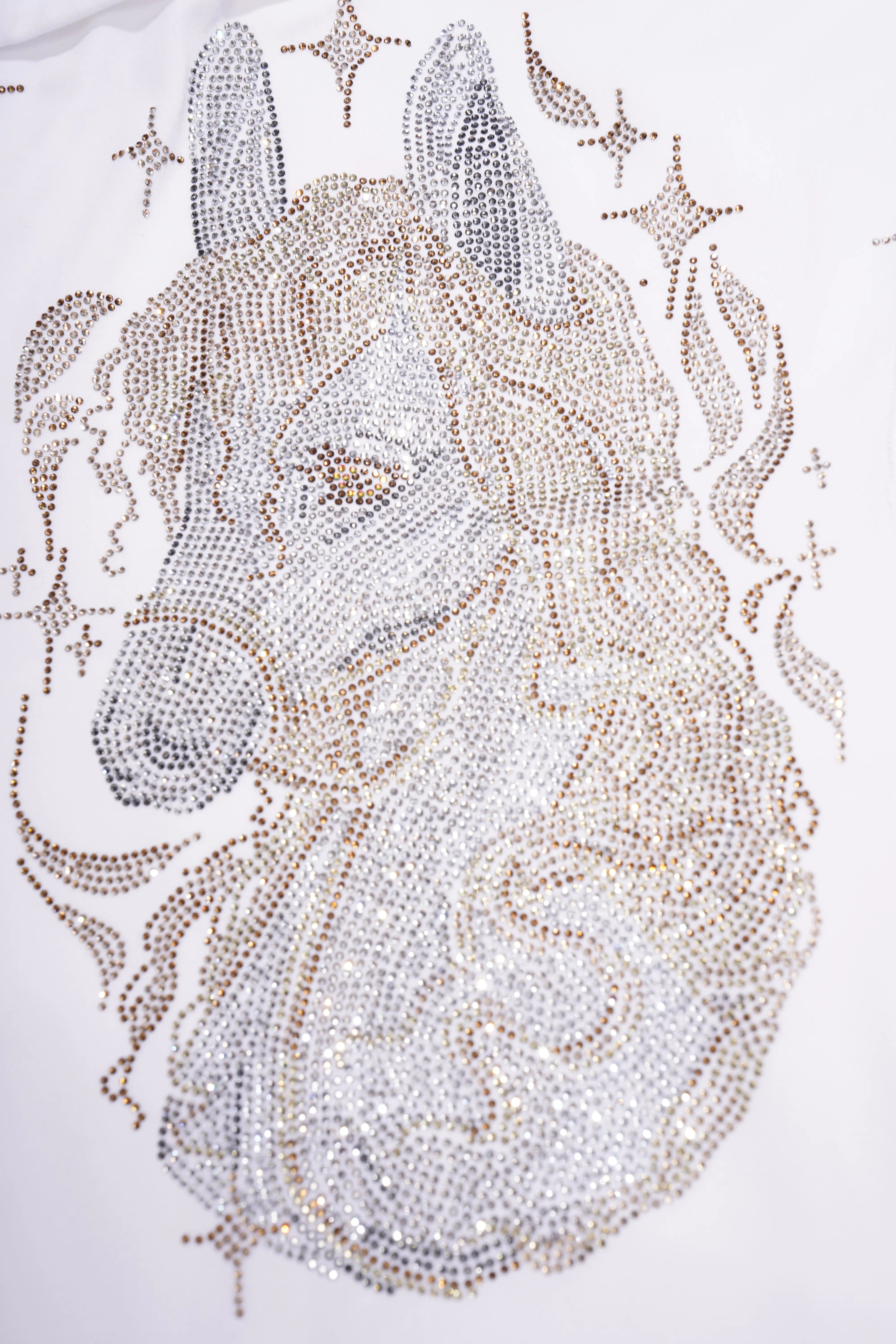 Unicorn head design made with rhinestones on a white background, TCH Rhinestone Lion & Horse Head Hoodie