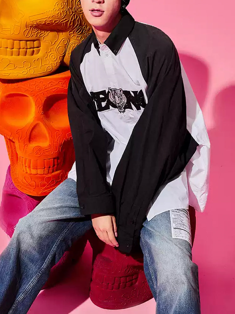 tch rhinestone oversized bicolor shirt white HighEnd Luxury Streetwear Brand Official Showcase