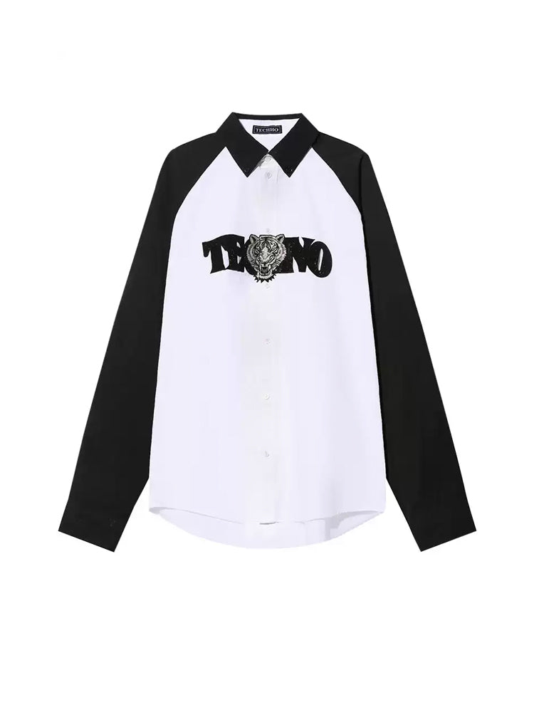 tch rhinestone oversized bicolor shirt white HighEnd Luxury Streetwear Brand Official Showcase