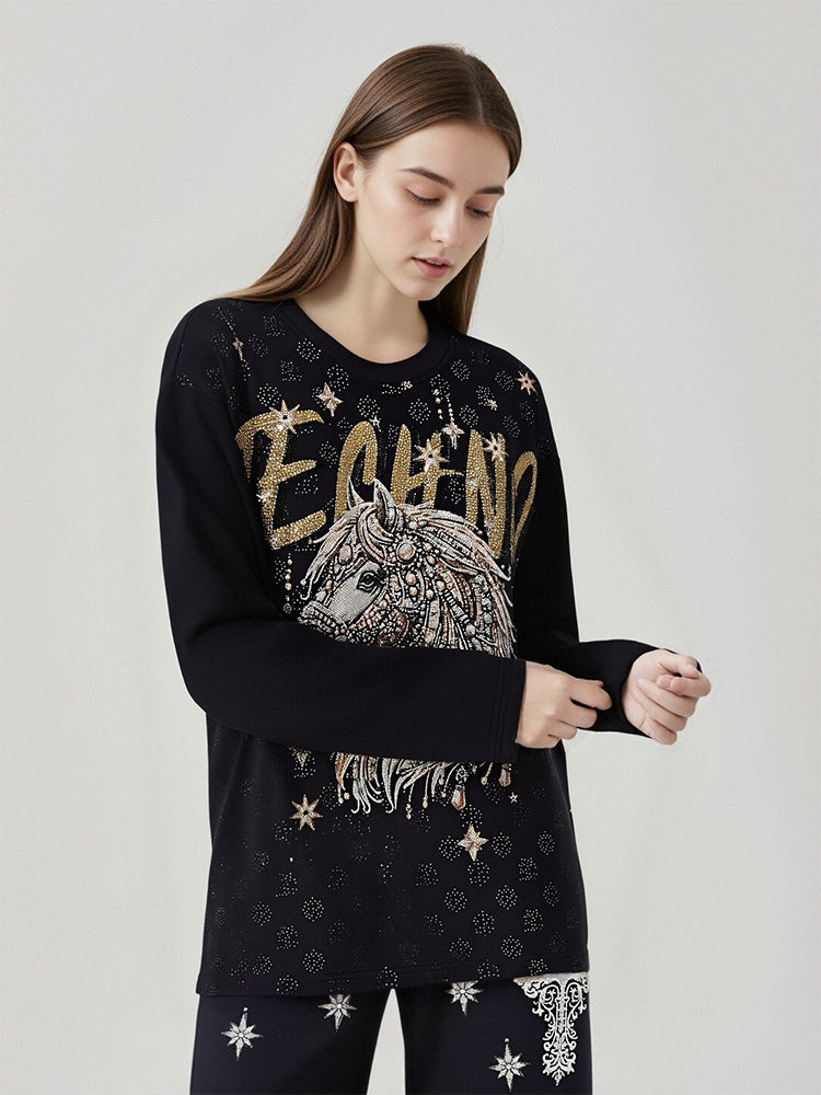 tch rhinestone oversized graphic pullover black HighEnd Luxury Streetwear Brand Official Showcase