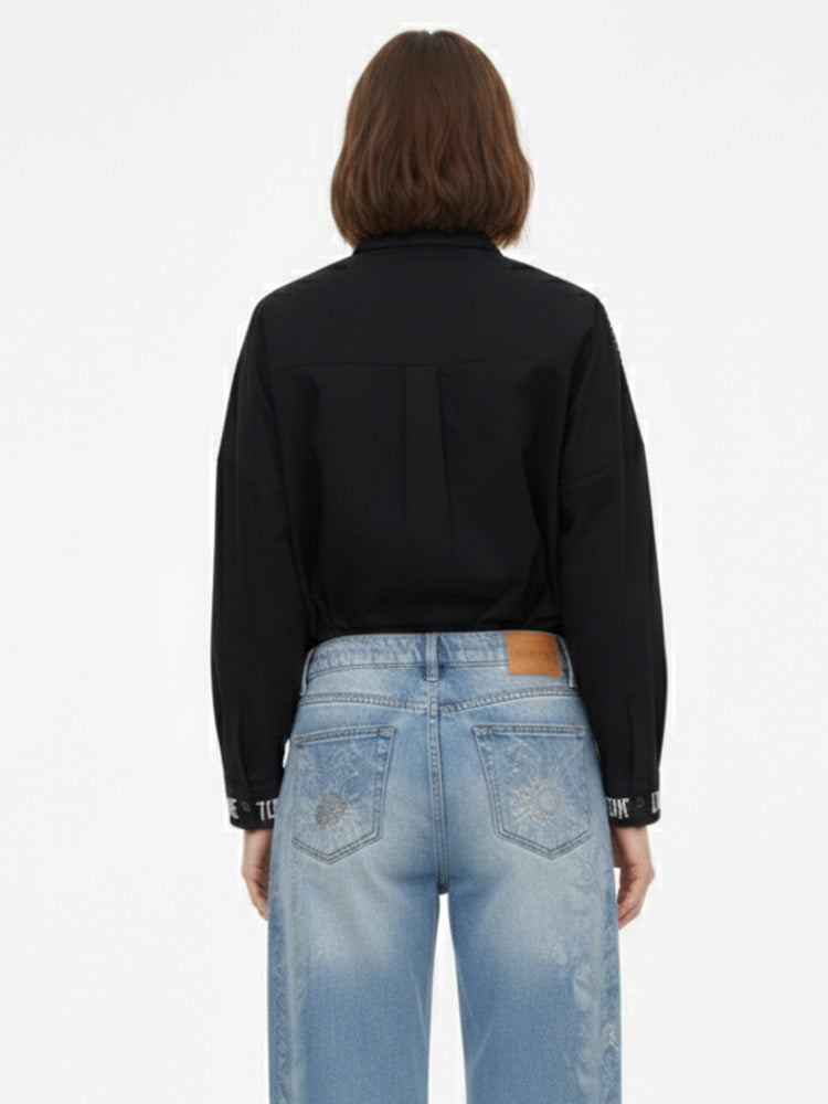 tch rhinestone oversized unisex shirt with pocket black HighEnd Luxury Streetwear Brand Official Showcase