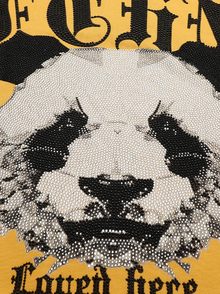 tch rhinestone panda oversized pullover sweatshirt yellow HighEnd Luxury Streetwear Brand Official Showcase
