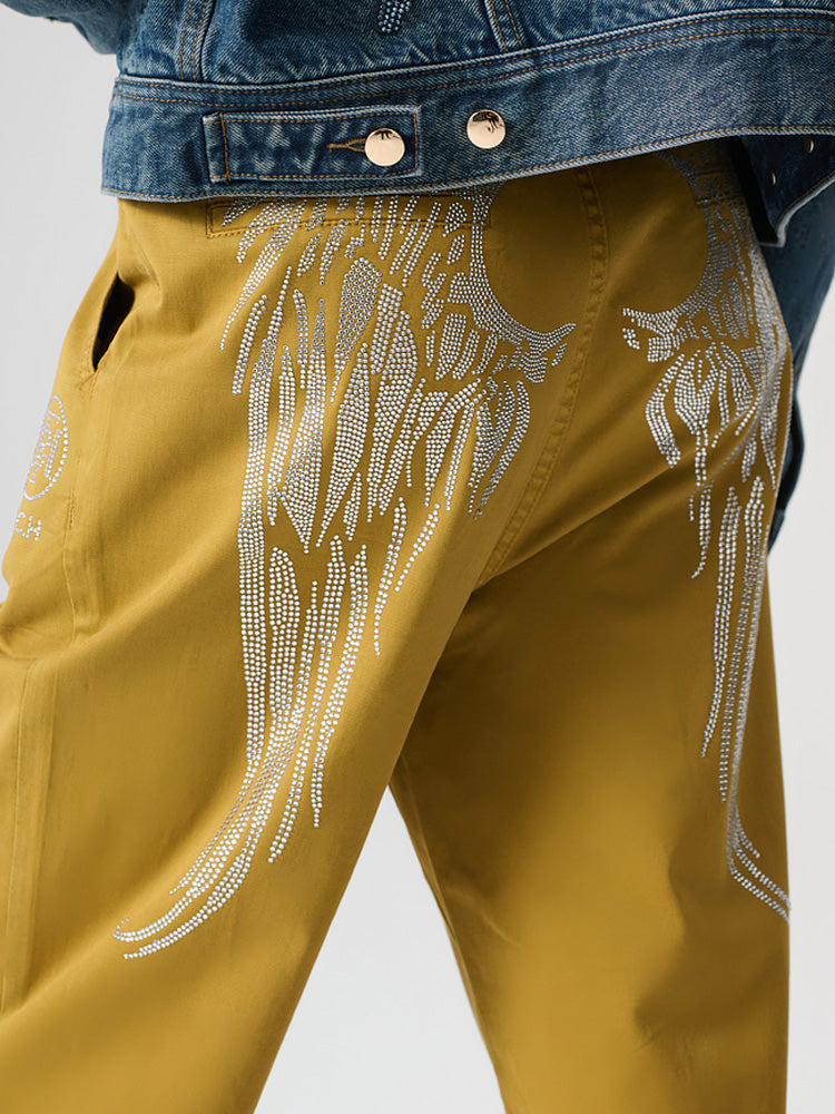tch rhinestone pleated balloon leg jeans yellow HighEnd Luxury Streetwear Brand Official Showcase