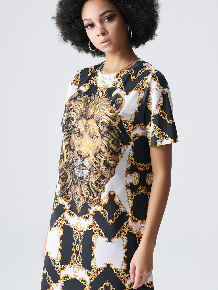 tch rhinestone royal studded lion dress whitegold HighEnd Luxury Streetwear Brand Official Showcase