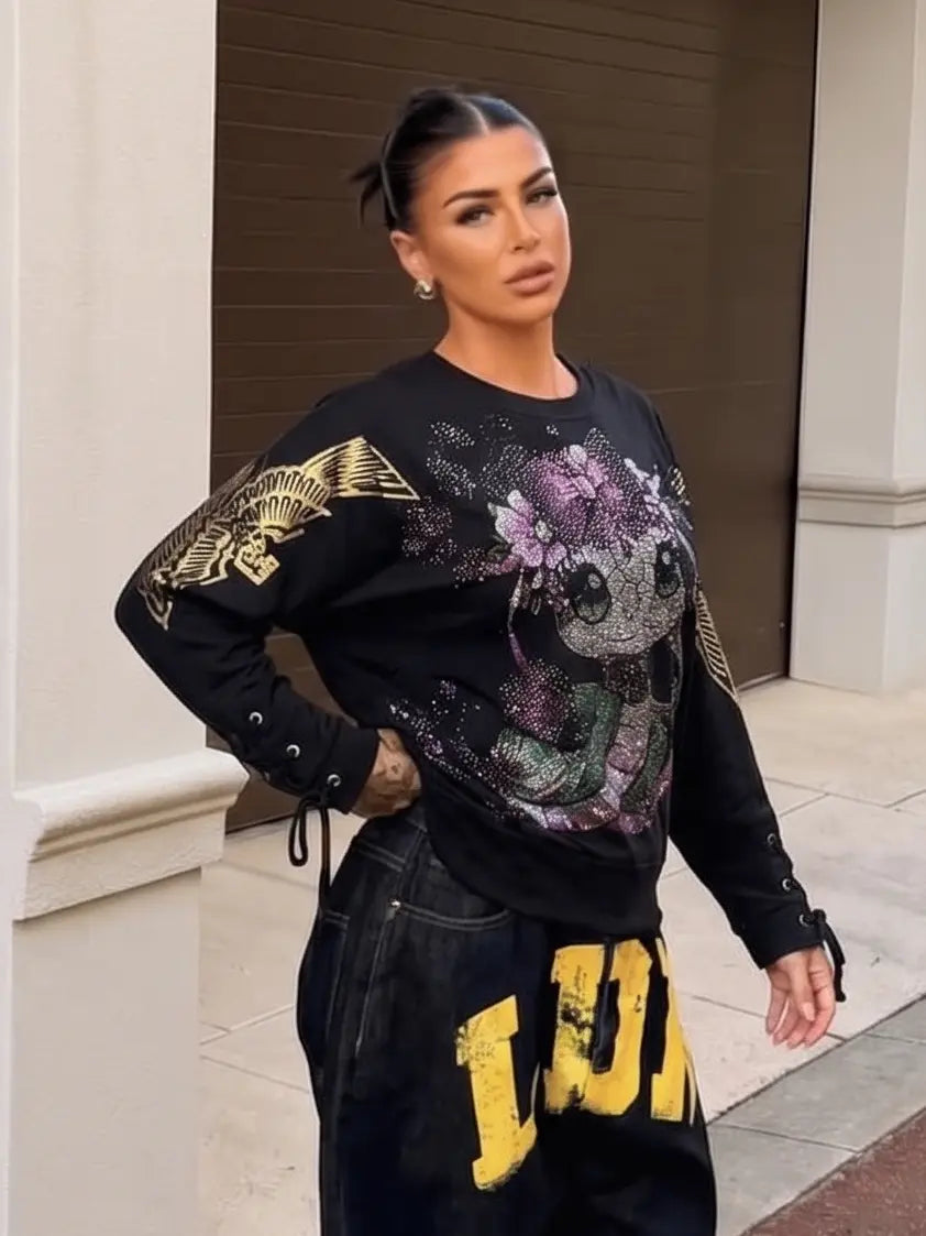 TCH Rhinestone Snake Eagle Sweatshirt Luxury Streetwear Brand Official Showcase