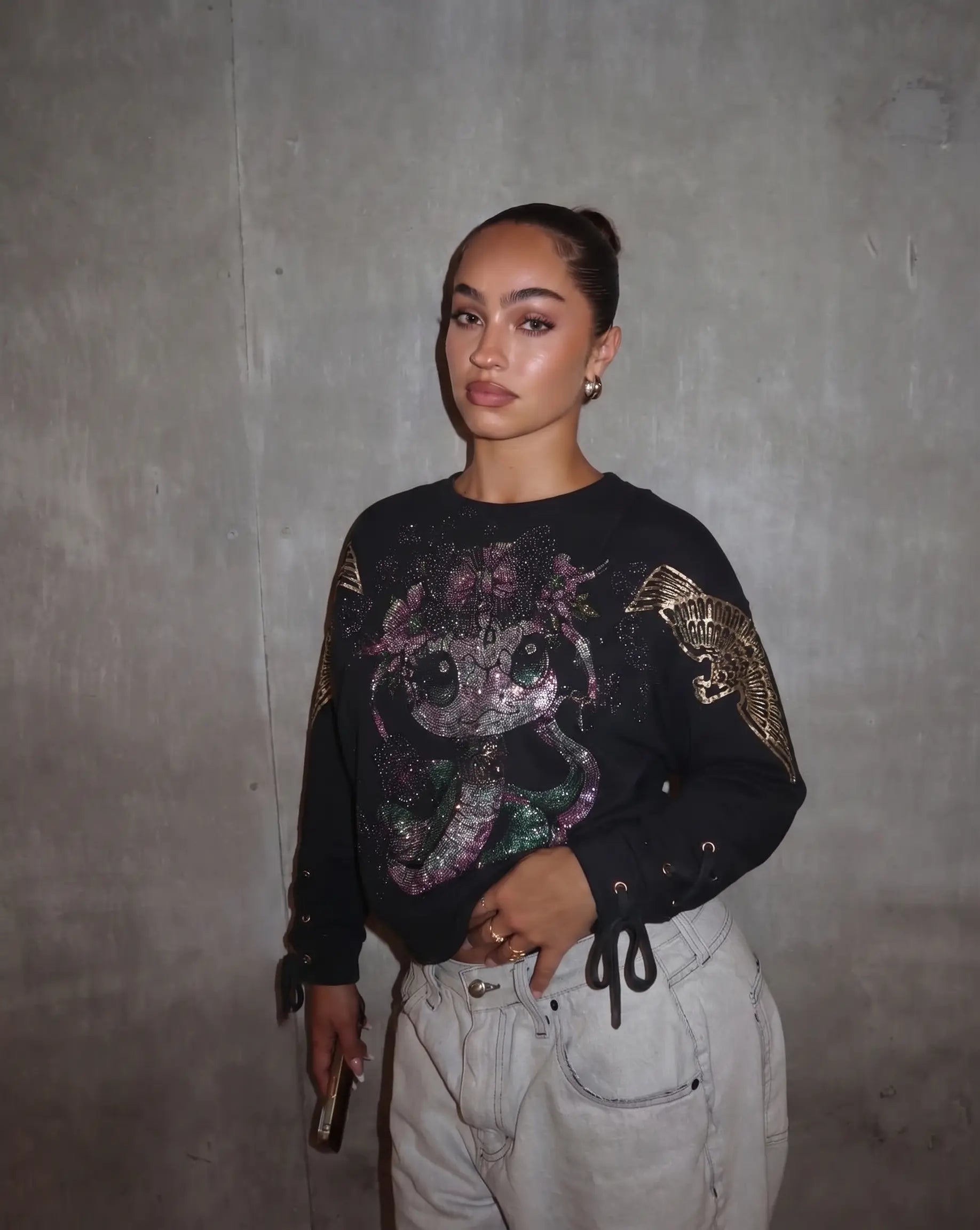TCH Rhinestone Snake Eagle Sweatshirt Luxury Streetwear Brand Official Showcase
