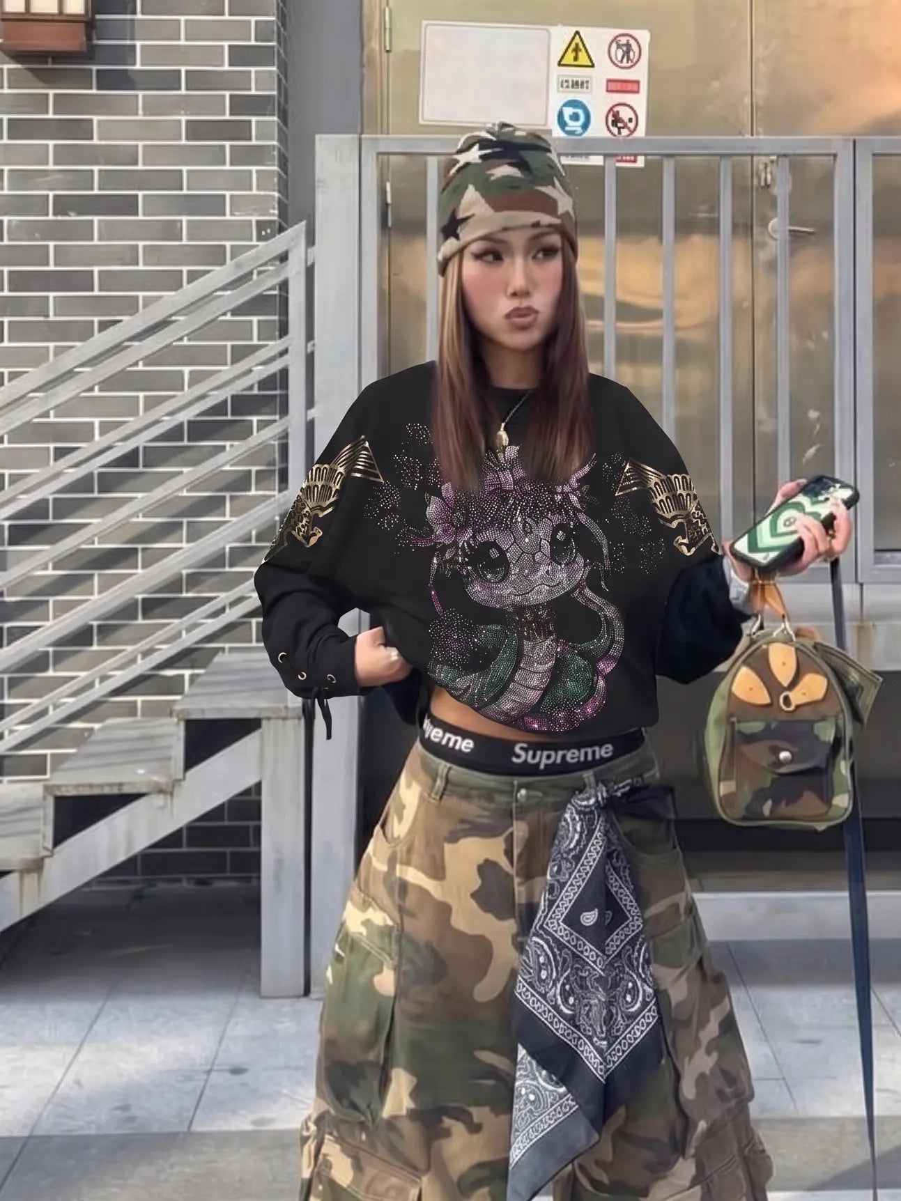 TCH Rhinestone Snake Eagle Sweatshirt Luxury Streetwear Brand Official Showcase