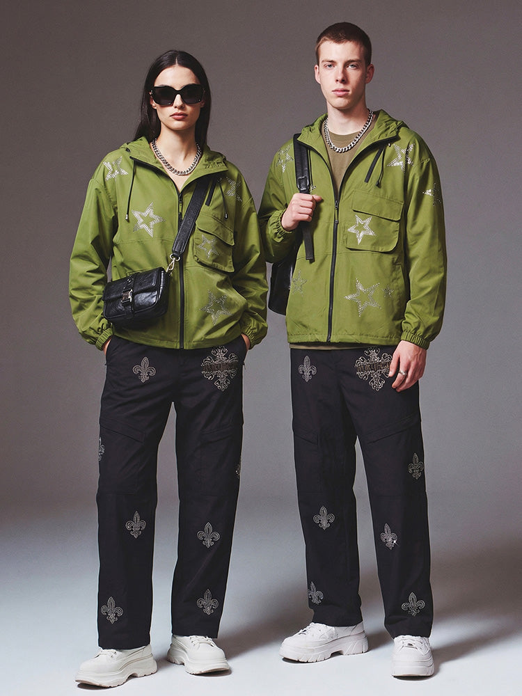 TCH Rhinestone Star Windbreaker Hooded Jacket-1
