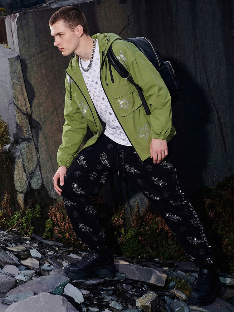 TCH Rhinestone Star Windbreaker Hooded Jacket-5