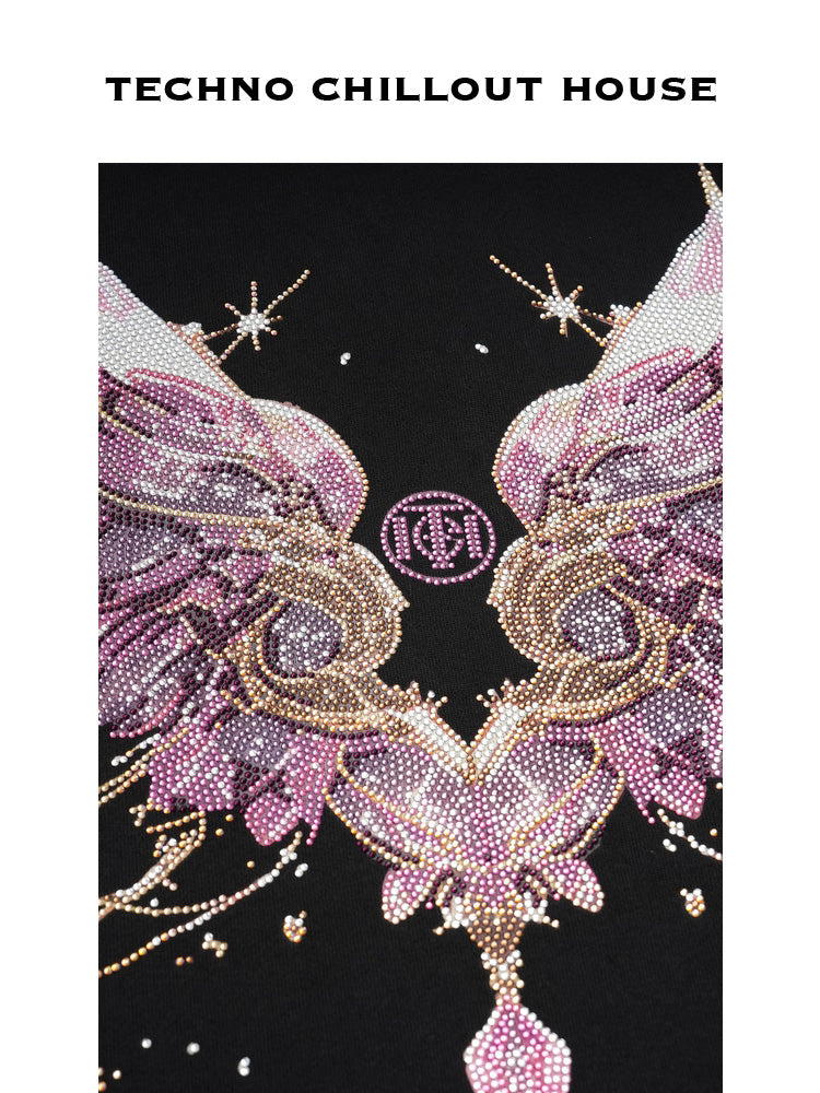 tch rhinestone sweatshirt pink angel wings black HighEnd Luxury Streetwear Brand Official Showcase