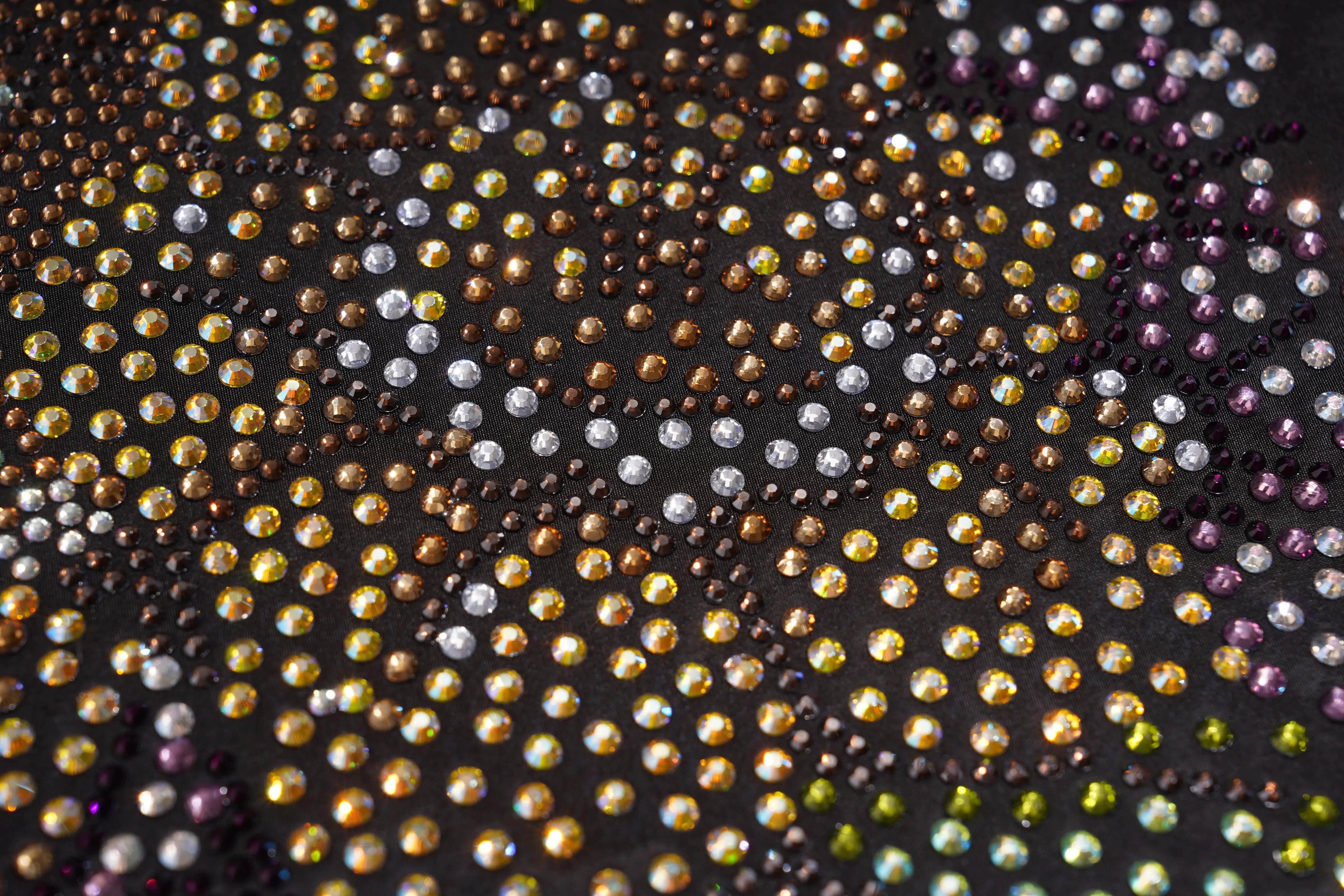 Close-up of a fabric with multicolored rhinestones on a black background, TCH Rhinestone Teddy Bear Bouquet Black T-Shirt