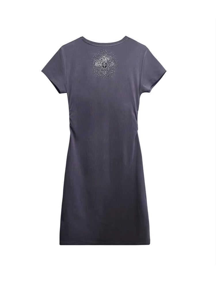 tch rhinestone teddy bear cotton shirt dress darkgray HighEnd Luxury Streetwear Brand Official Showcase