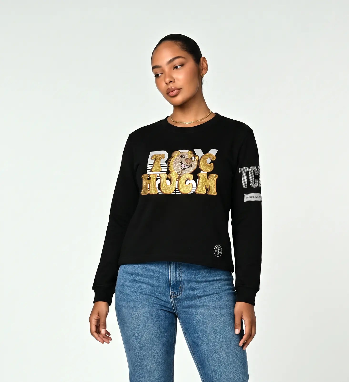 TCH Rhinestone Teddy Bear Graphic Sweatshirt Luxury Streetwear Brand Official Showcase
