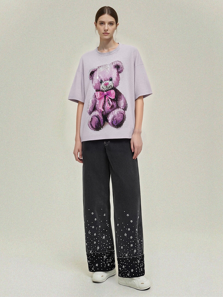 tch rhinestone teddy bear graphic t-shirt pink HighEnd Luxury Streetwear Brand Official Showcase