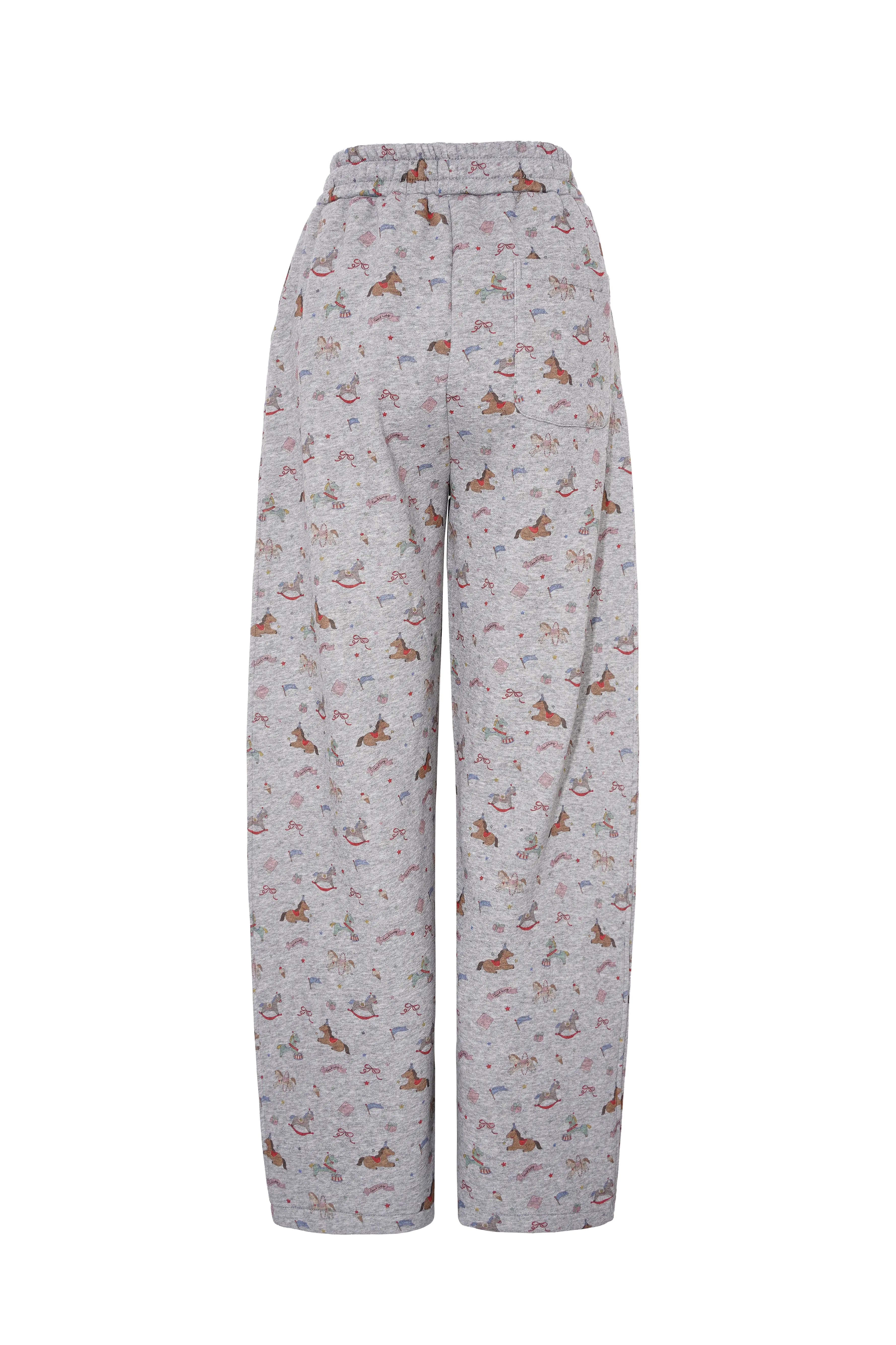 Patterned pants on a white background, TCH Rhinestone Teddy Bear Grey Printed Pants