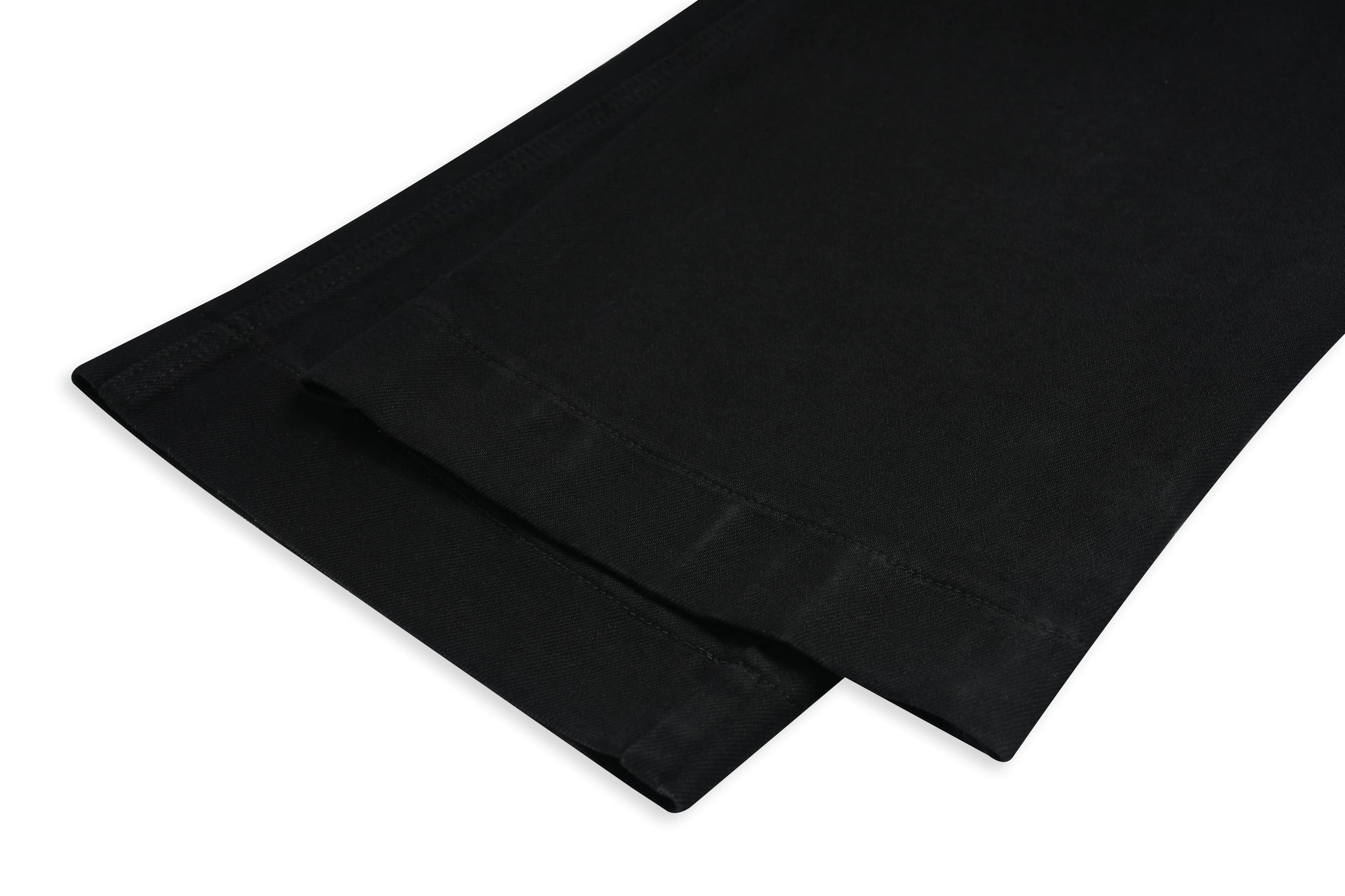 Black fabric on a white background, TCH Rhinestone Teddy Bear & Techno Black Denim Jeans