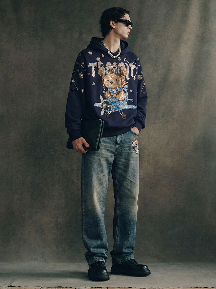 TCH Rhinestone Teddy Hoodie Streetwear Sweatshirt-1
