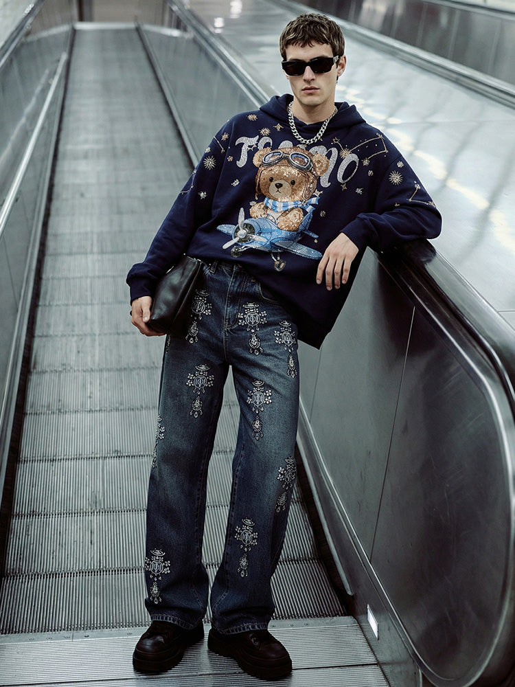 TCH Rhinestone Teddy Hoodie Streetwear Sweatshirt-3