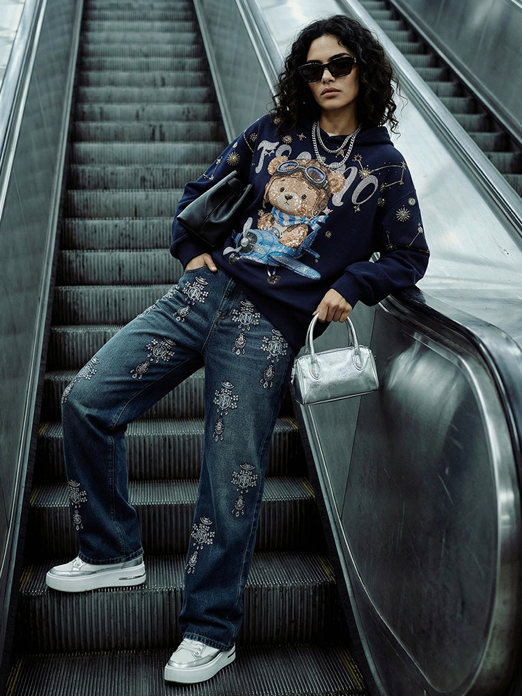 TCH Rhinestone Teddy Hoodie Streetwear Sweatshirt-4