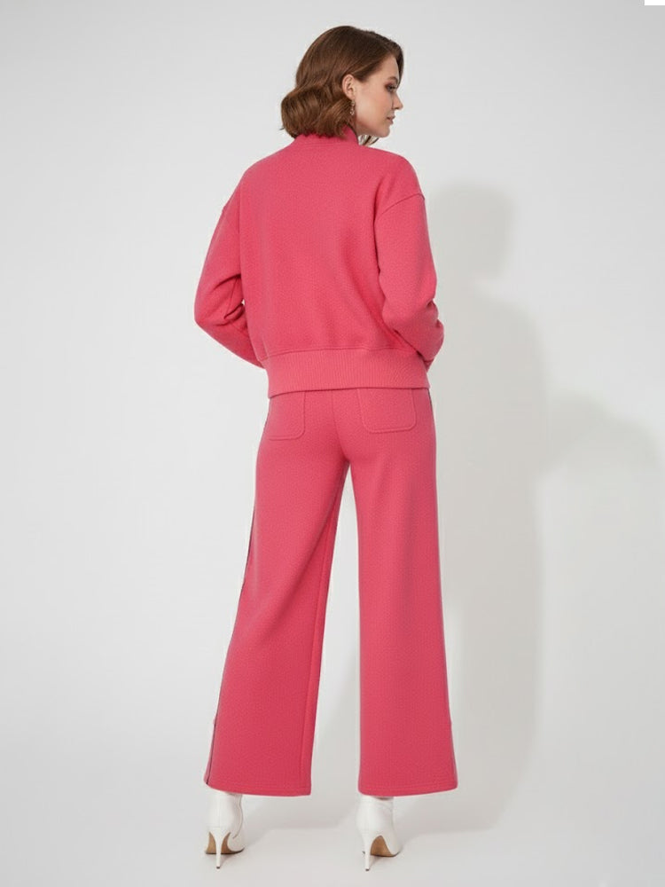 tch rhinestone teddy jacket and wide leg daisy pants set pink HighEnd Luxury Streetwear Brand Official Showcase