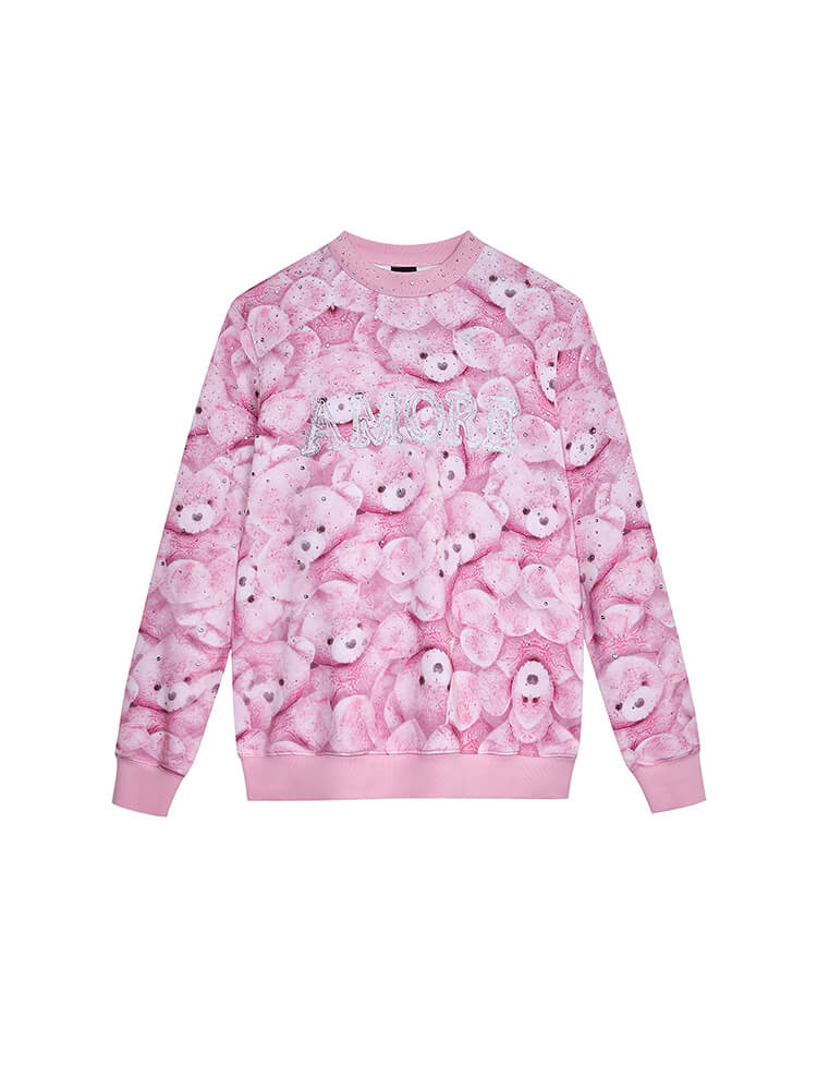 tch rhinestone teddy tie dye sweatshirt pink HighEnd Luxury Streetwear Brand Official Showcase