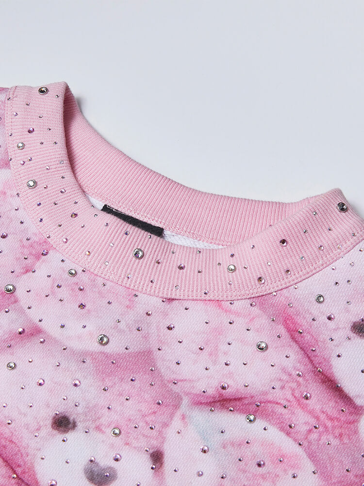 tch rhinestone teddy tie dye sweatshirt pink HighEnd Luxury Streetwear Brand Official Showcase