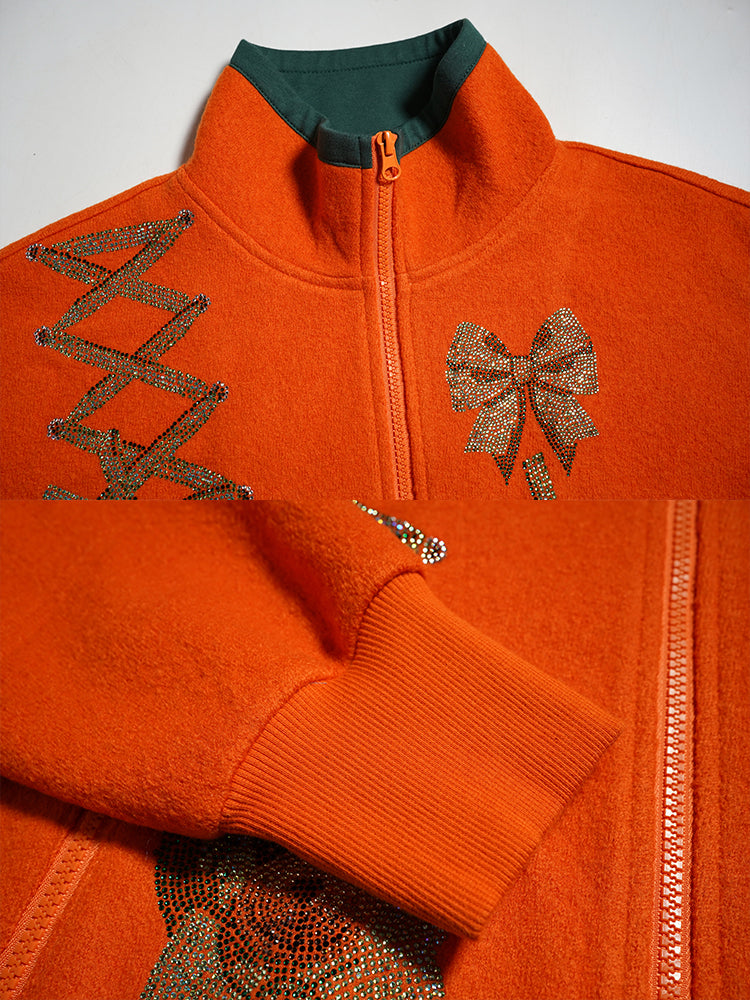 tch rhinestone teddy zip-up two-piece set orange HighEnd Luxury Streetwear Brand Official Showcase