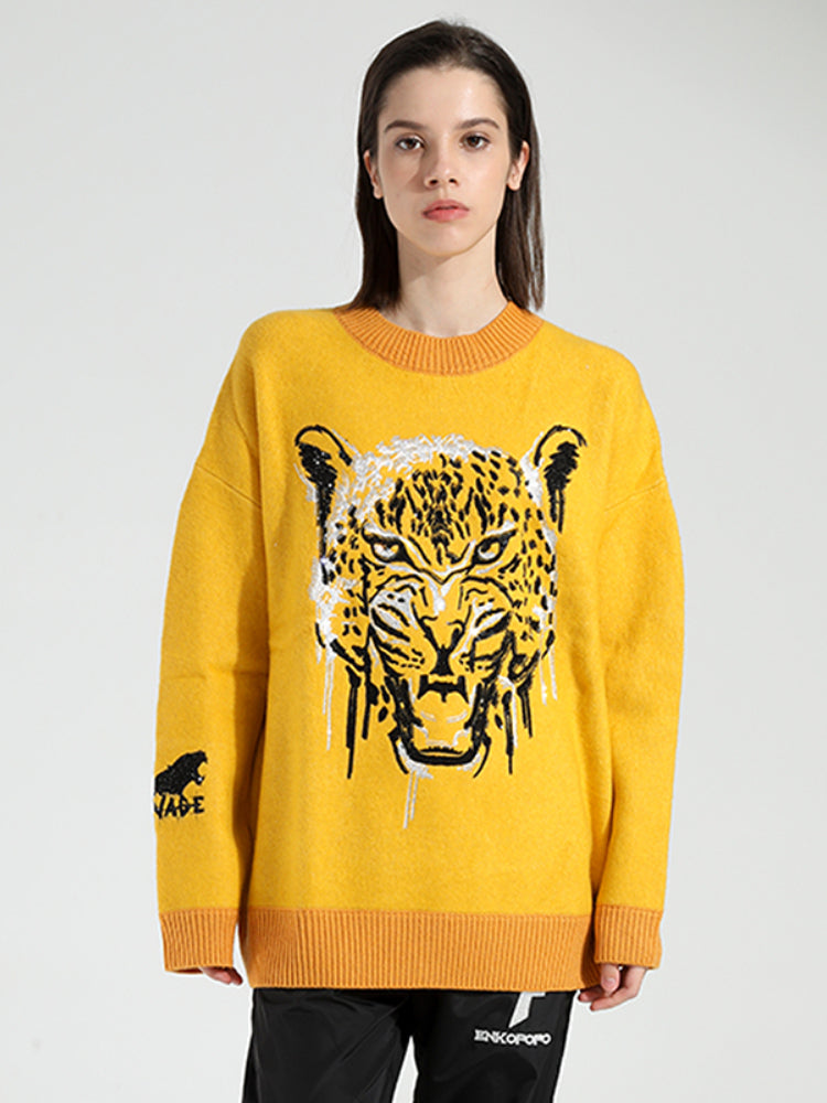 tch rhinestone tiger graphic knitwear sweater yellow HighEnd Luxury Streetwear Brand Official Showcase