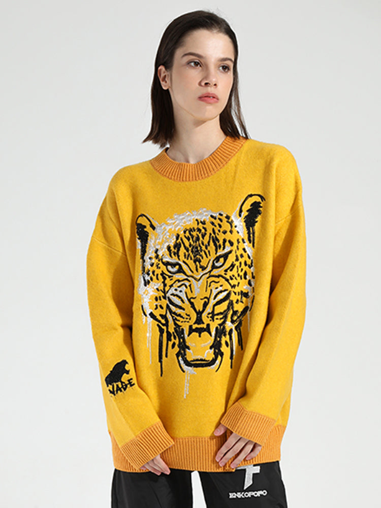 tch rhinestone tiger graphic knitwear sweater yellow HighEnd Luxury Streetwear Brand Official Showcase
