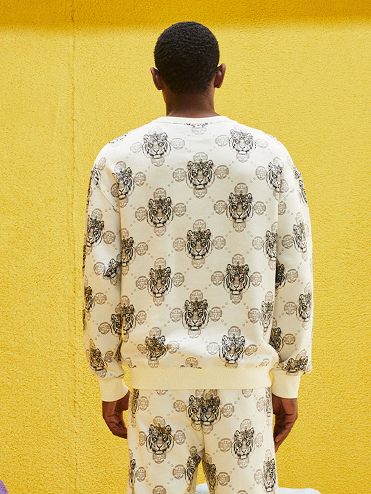 tch rhinestone tiger print pullover sweatshirt beige HighEnd Luxury Streetwear Brand Official Showcase