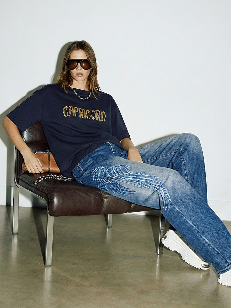 tch rhinestone unisex graphic t-shirt navy HighEnd Luxury Streetwear Brand Official Showcase