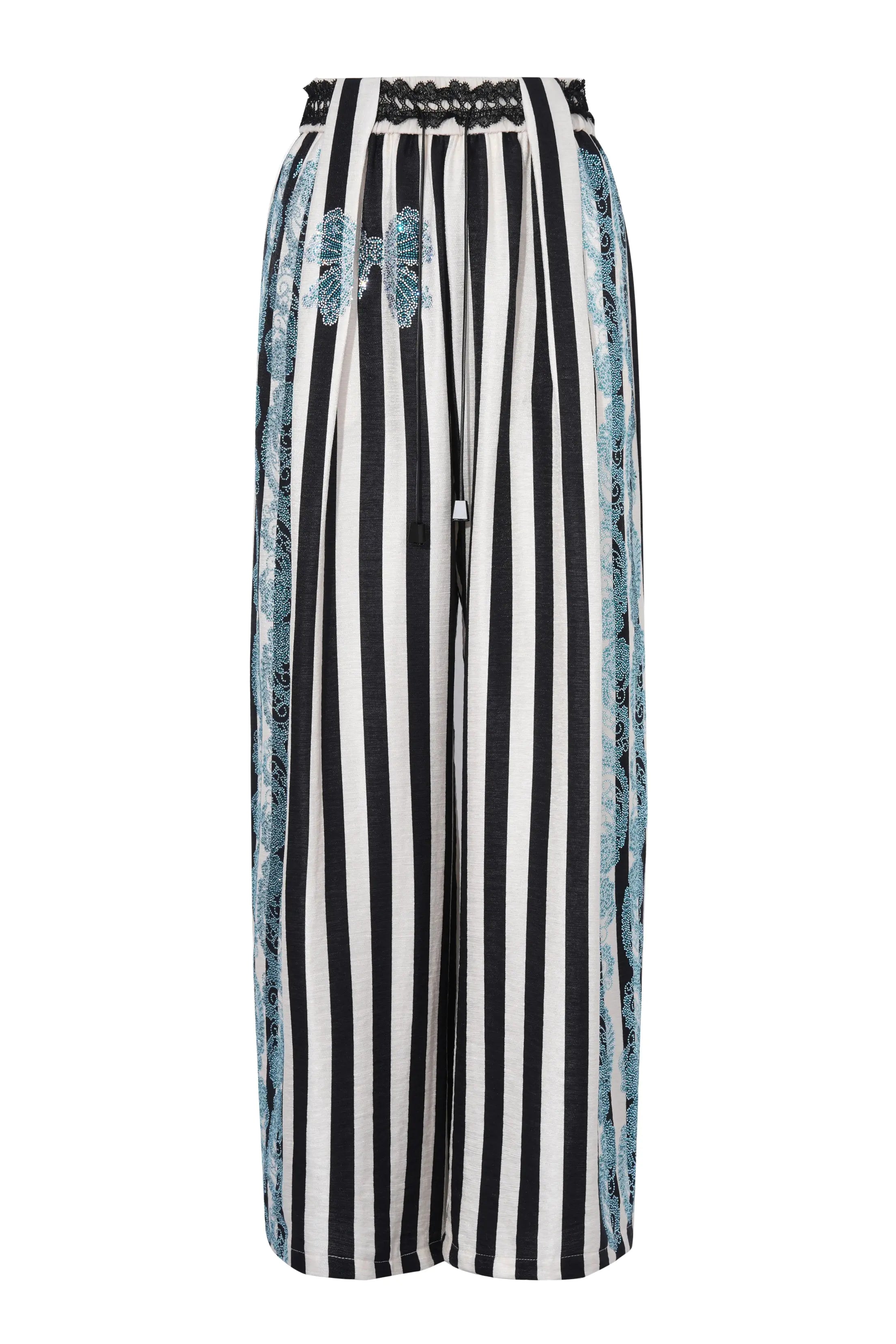 TCH Rhinestone Wave Stripe Lace-Waist Pants - 1