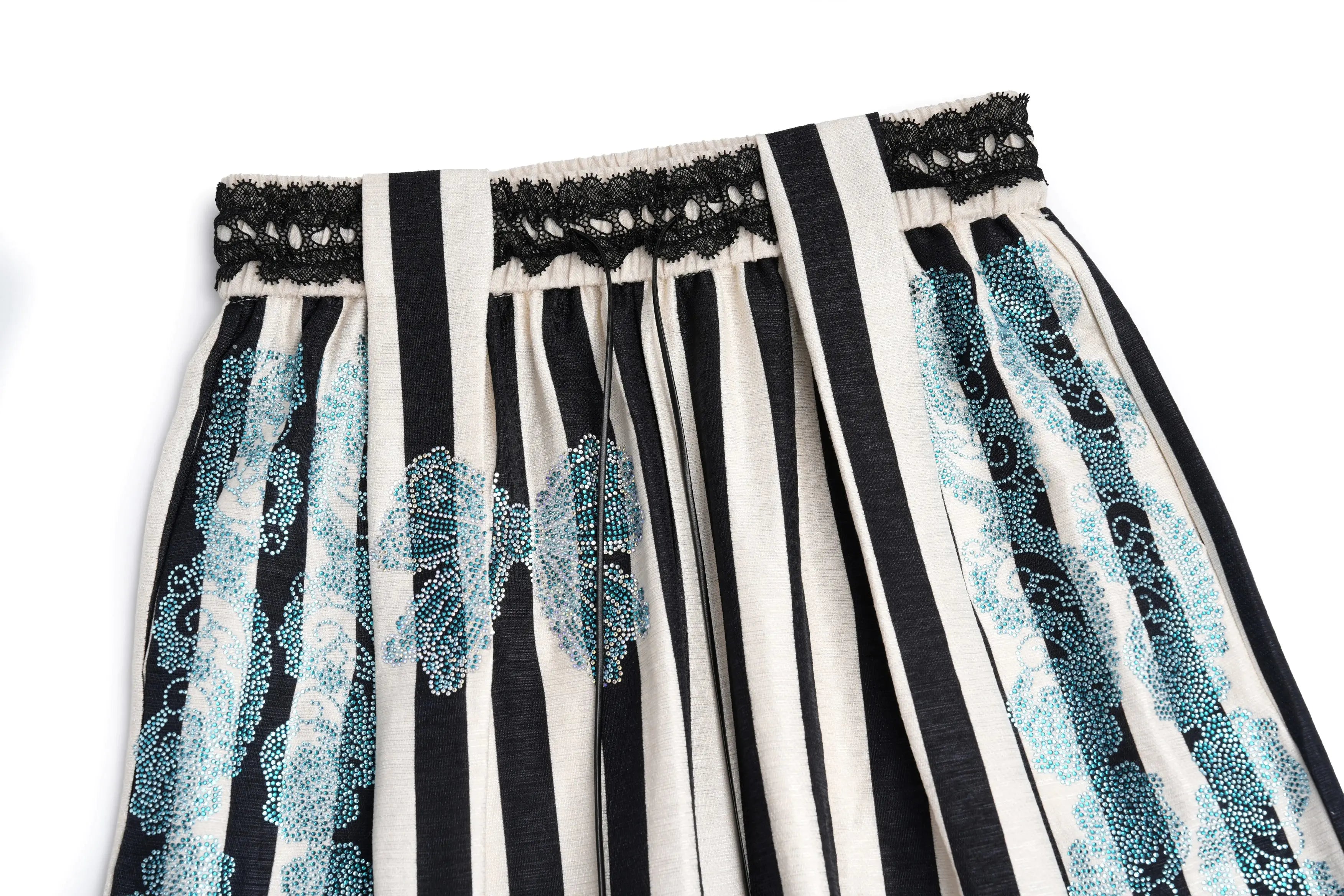 TCH Rhinestone Wave Stripe Lace-Waist Pants - 3