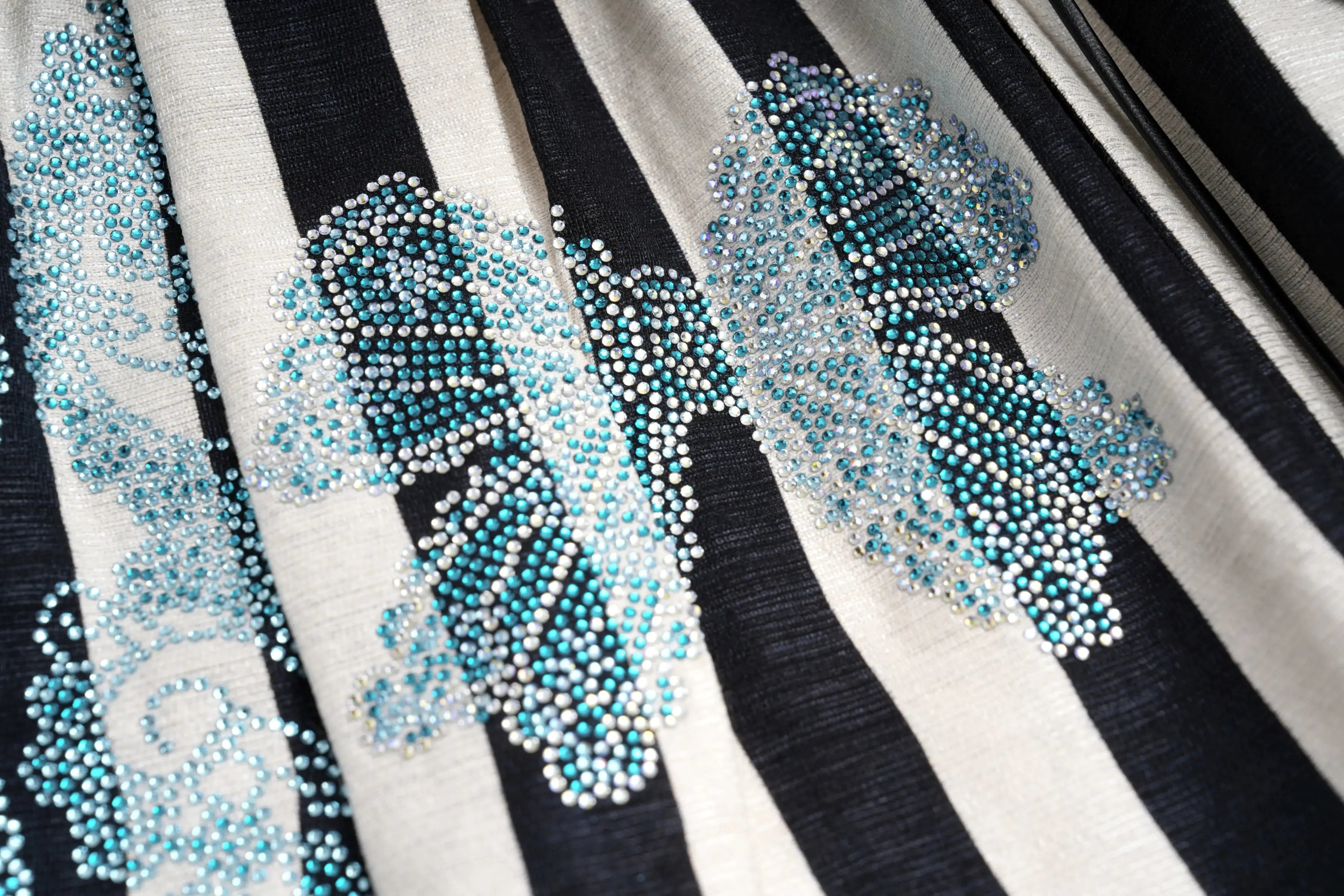 TCH Rhinestone Wave Stripe Lace-Waist Pants - 4