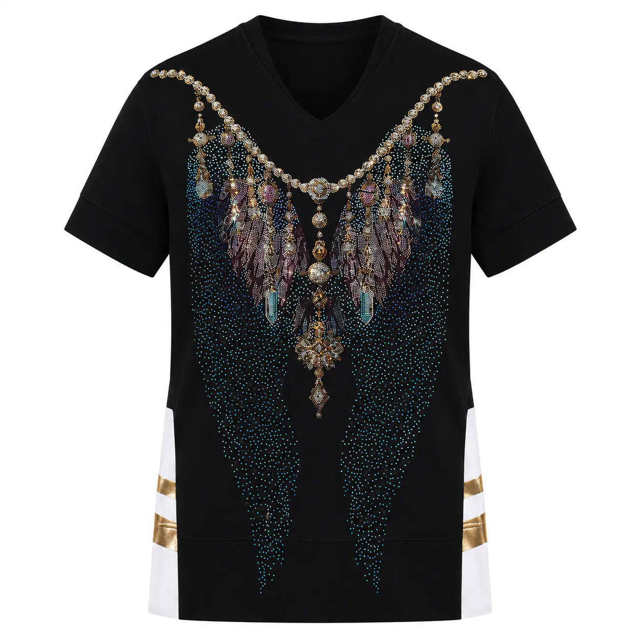 TCH Rhinestone Wing Necklace Graphic Black Mini Dress Luxury Streetwear Brand Official Showcase