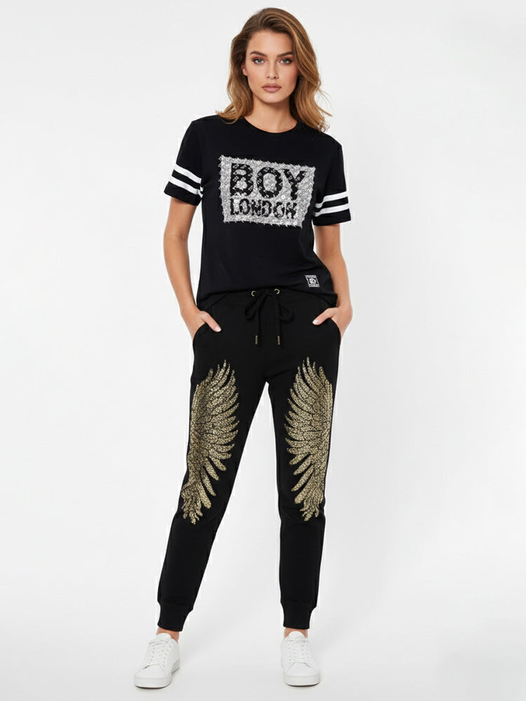 tch rhinestone winged street joggers black HighEnd Luxury Streetwear Brand Official Showcase