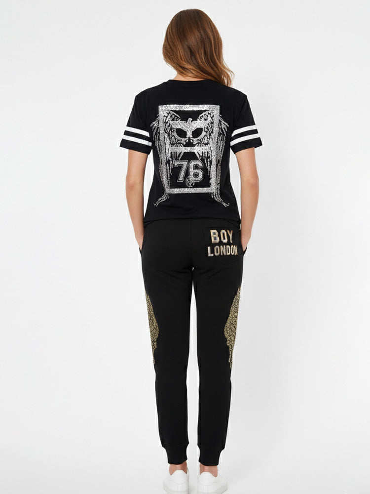 tch rhinestone winged street joggers black HighEnd Luxury Streetwear Brand Official Showcase