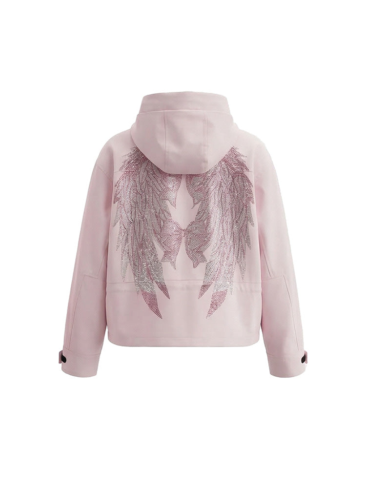 TCH Rhinestone Wings Pink Windbreaker Jacket-2