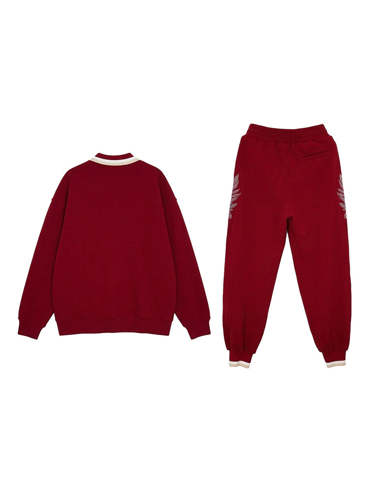 tch rhinestone wings shiny graphic 2 piece tracksuits winered HighEnd Luxury Streetwear Brand Official Showcase
