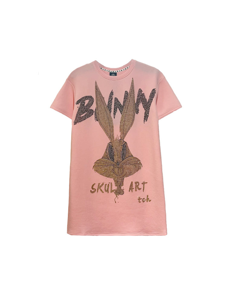 tch shiny rhinestone bunny summer t shirt dress pink HighEnd Luxury Streetwear Brand Official Showcase