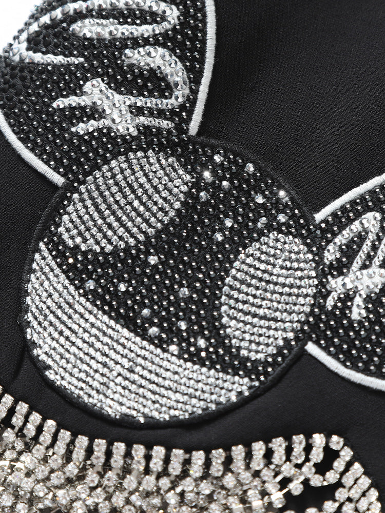 tch spaghetti strap rhinestone tassel mini dress black HighEnd Luxury Streetwear Brand Official Showcase
