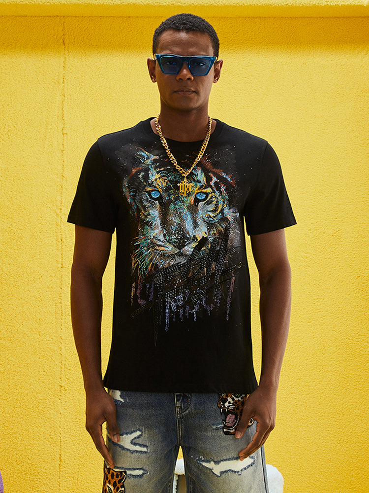 tch sparkle tiger rhinestone black t-shirt black HighEnd Luxury Streetwear Brand Official Showcase