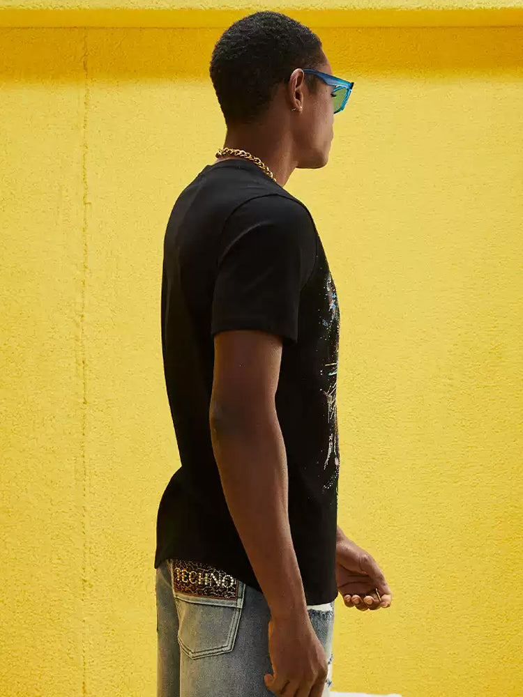 tch sparkle tiger rhinestone black t-shirt black HighEnd Luxury Streetwear Brand Official Showcase