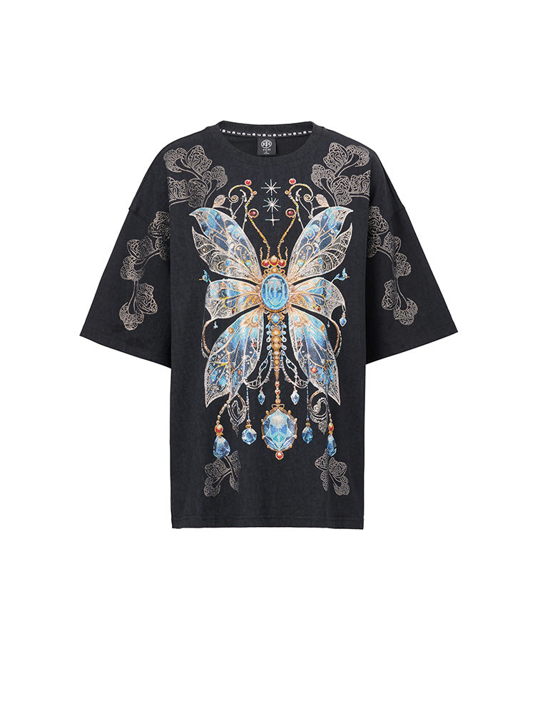 tch sparkling rhinestone butterfly luxury t-shirt black HighEnd Luxury Streetwear Brand Official Showcase