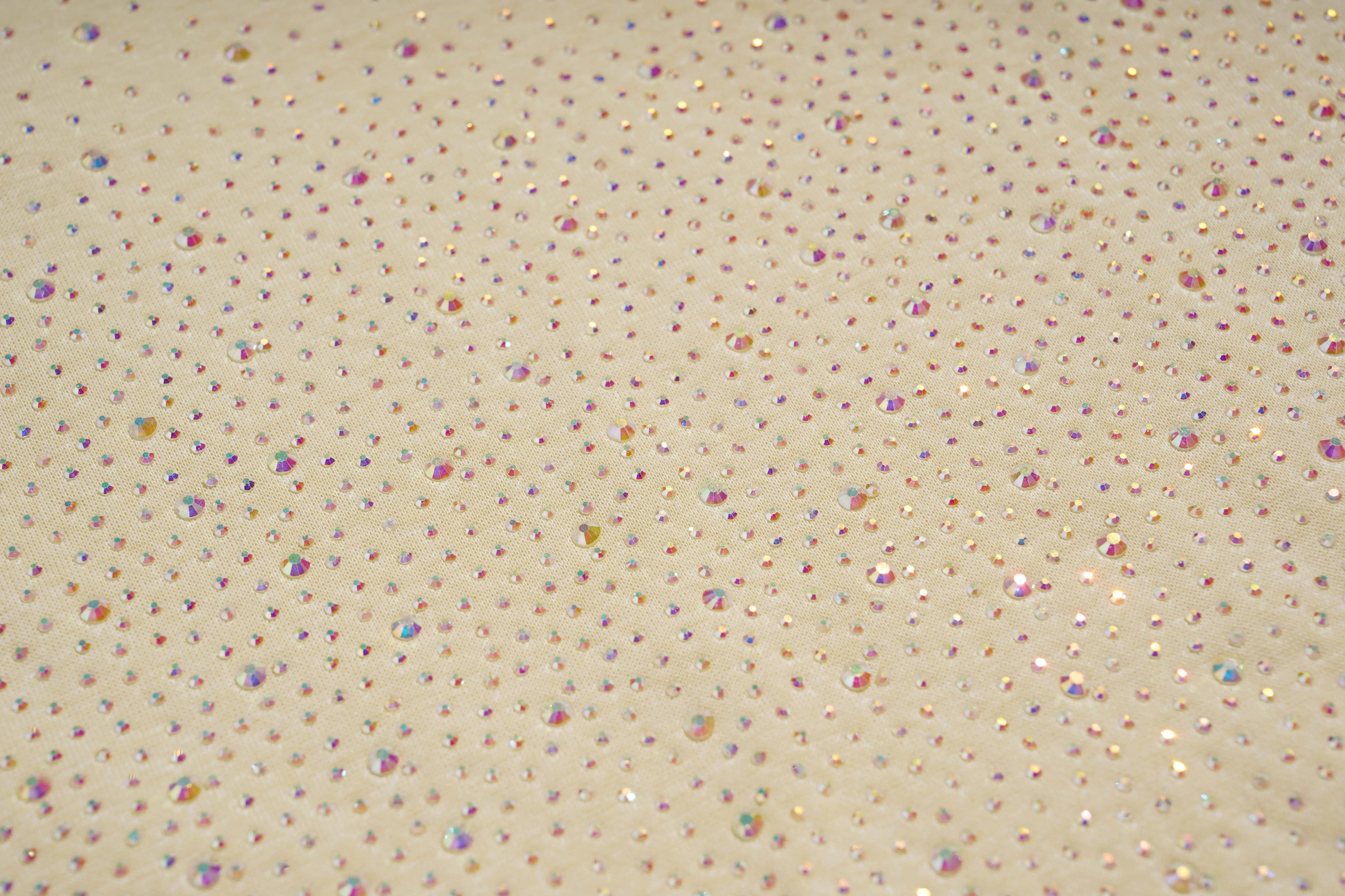Beige fabric with multicolored glittery specks, TCH Starry Gradient Rhinestone Butterfly T-Shirt