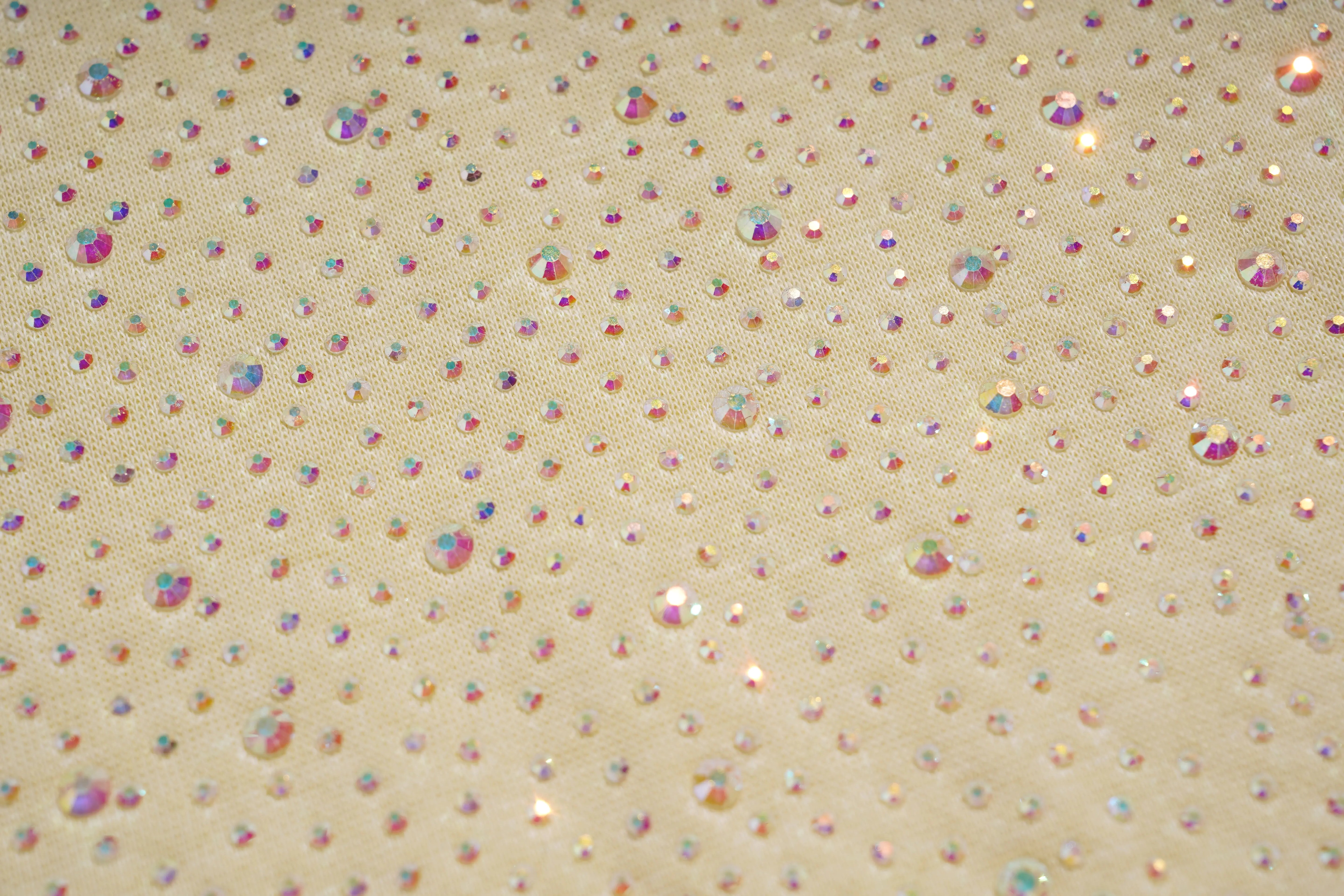Beige fabric with multicolored glittery rhinestones, TCH Starry Gradient Rhinestone Butterfly T-Shirt