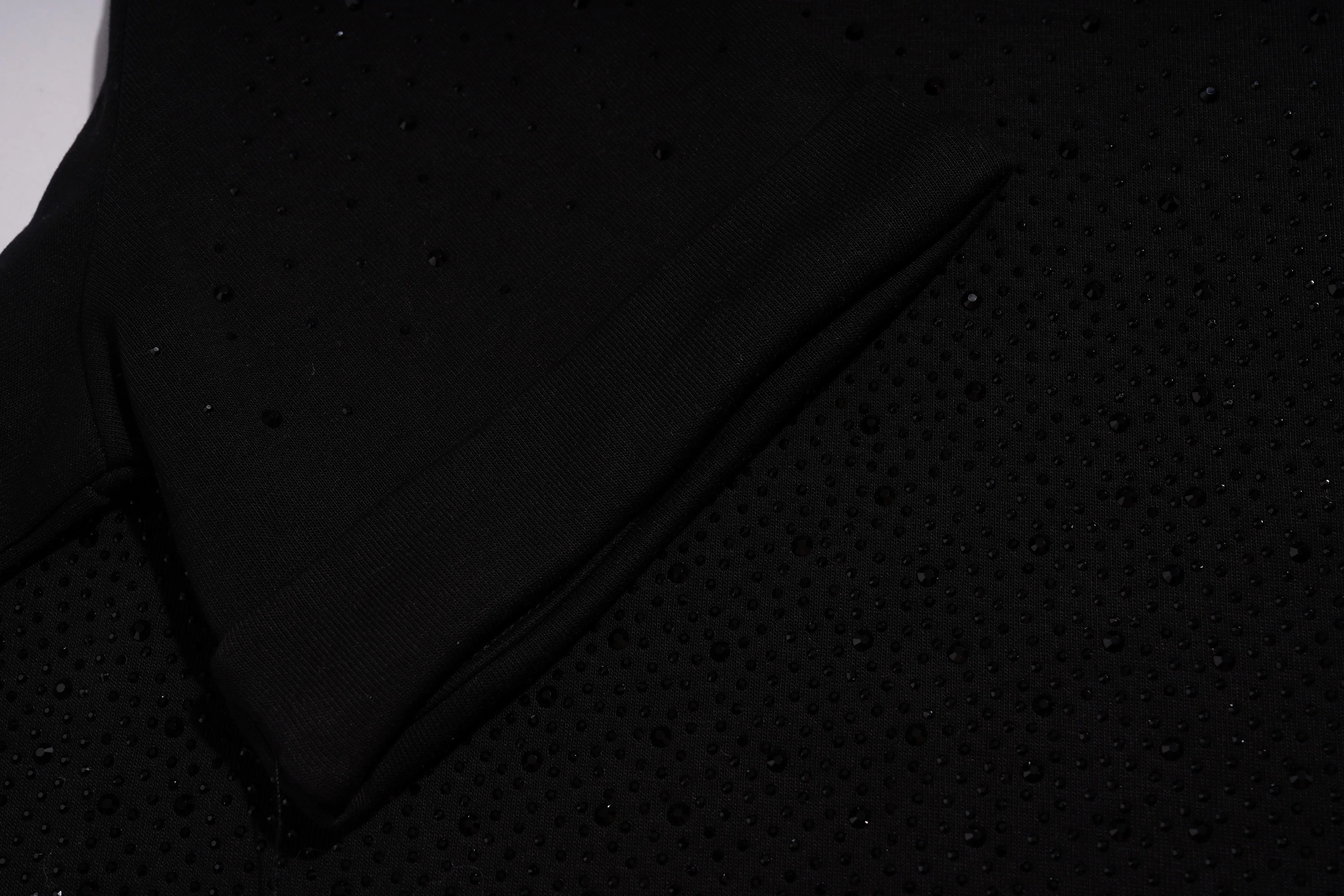 Black fabric texture on a black background, TCH Starry Gradient Rhinestone Butterfly T-Shirt