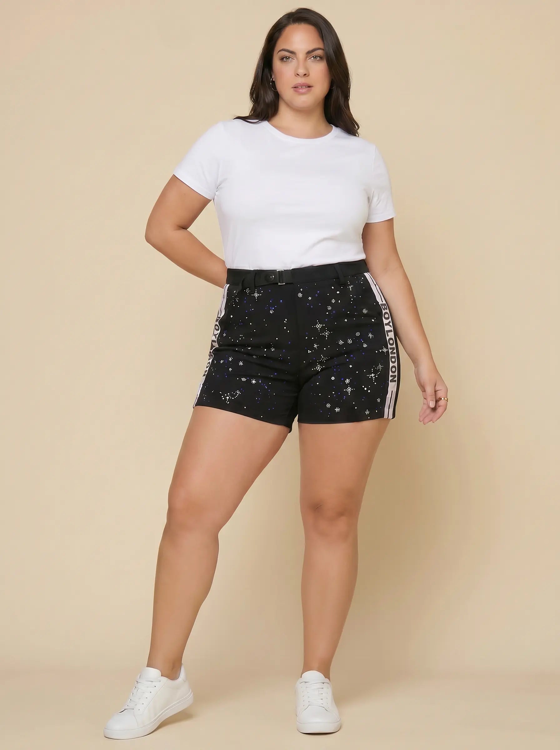 TCH Starry Rhinestone Shorts Black Streetwear Casual Bermuda Shorts Luxury Streetwear Brand Official Showcase