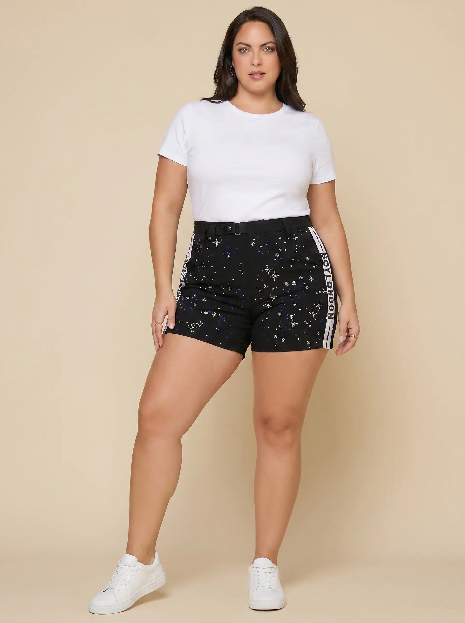 TCH Starry Rhinestone Shorts Black Streetwear Casual Bermuda Shorts Luxury Streetwear Brand Official Showcase