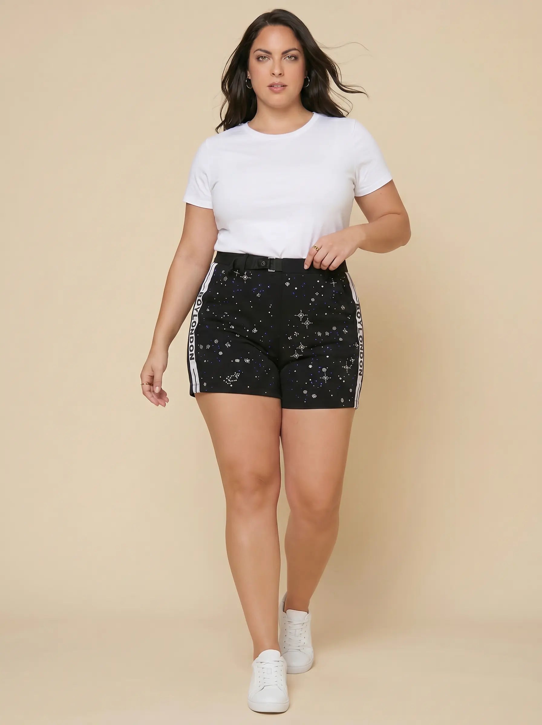 TCH Starry Rhinestone Shorts Black Streetwear Casual Bermuda Shorts Luxury Streetwear Brand Official Showcase